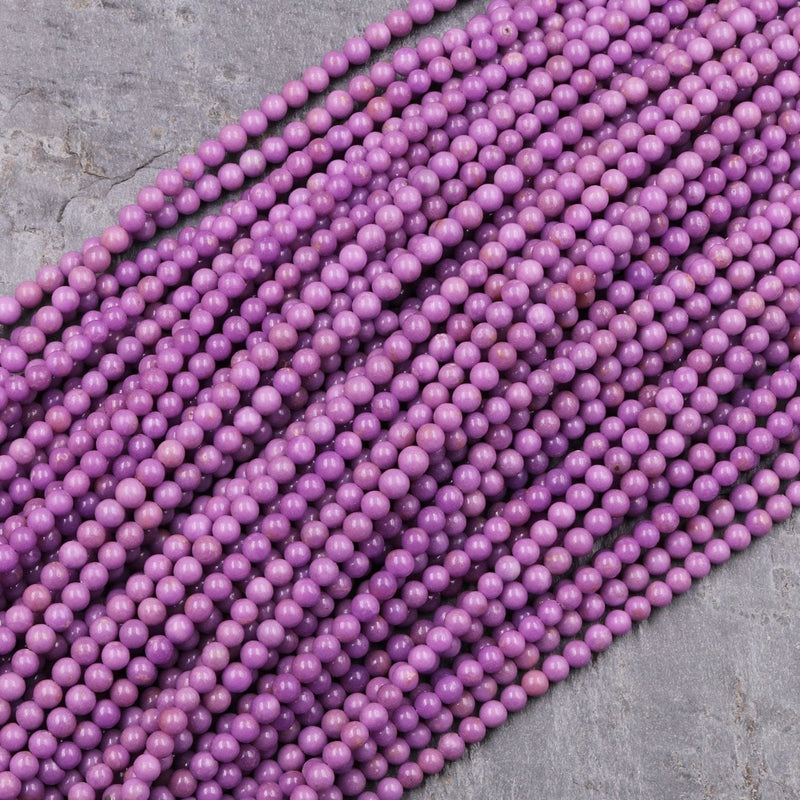 AAA Phosphosiderite Round Beads 3mm Natural Rich Lavender Purple Phosphosiderite High Polish 16" Strand