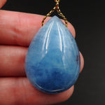 Blue Aquamarine Pendant Drilled Teardrop Pendant Natural Stone Focal Bead Pendant P1664