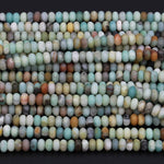 Matte Amazonite Rondelle 6mm x 4mm  8mm x 5mm Beads Natural Multi Color Natural Amazonite Matte Rondelles 6mm 8mm Beads 16" Strand