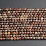 Multicolor Natural Brown Coffee Amber Forest Green Rutile Quartz 6mm Round Beads Tons of Sharp Rutilated Hair Needle 16" Strand