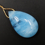 Blue Aquamarine Pendant Drilled Teardrop Pendant Natural Stone Focal Bead Pendant P1662