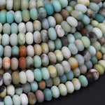 Matte Amazonite Rondelle 6mm x 4mm  8mm x 5mm Beads Natural Multi Color Natural Amazonite Matte Rondelles 6mm 8mm Beads 16" Strand