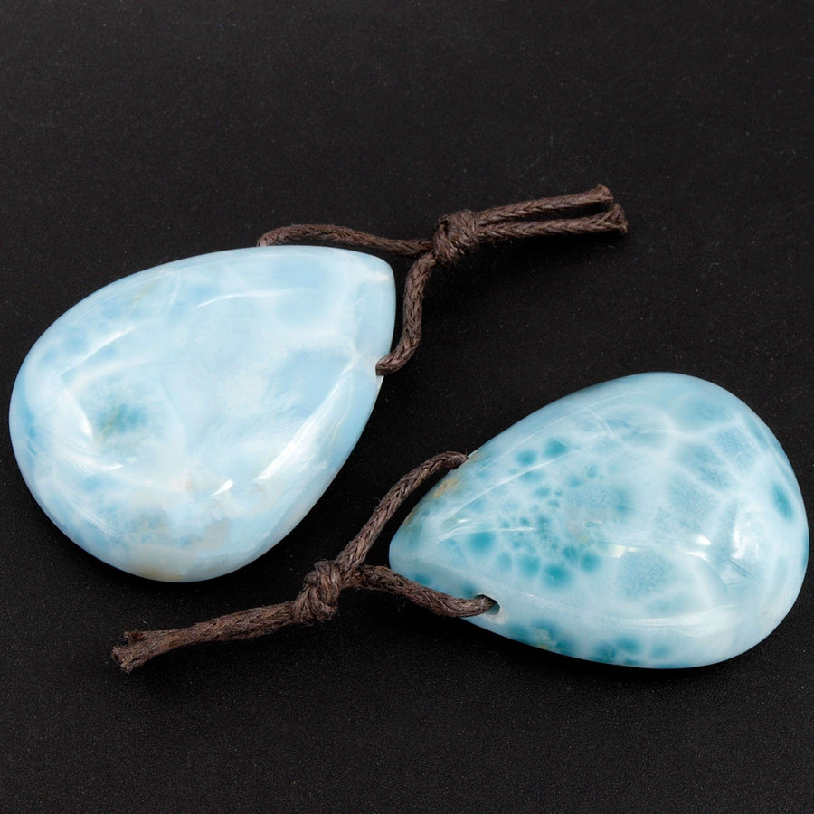 Natural Blue Larimar Pendant Top Side Drilled Long Teardrop Natural Stone Pendant A Grade Genuine Real Larimar Gemstone Bead