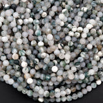 Matte Green Moss Agate 6mm 8mm Round Beads Natural Green White Moss Agate Translucent Gemstone 16" Strand