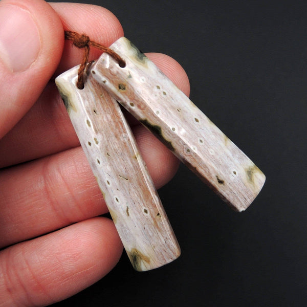 Natural Ocean Jasper Earring Pair Rectangle Cabochon Cab Pair Drilled Matched Earrings Bead Pair Natural Stone E2142