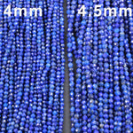 Micro Faceted Natural Blue Lapis 4mm 5mm Faceted Round Beads Small Laser Diamond Cut  Real Genuine Lapis Gemstone High Quality 16" Strand
