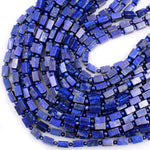 Natural Blue Lapis Tube Rectangle Beads Nuggets Faceted Blue Lapis Tube Beads Nugget 6mm x 10mm Full 16" Strand