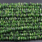 Gorgeous Large Natural Green Chrome Diopside Heishi Wheel Disc Rondelle Bead Center Drillied Slice Raw Rough Organic Cut 16" Strand