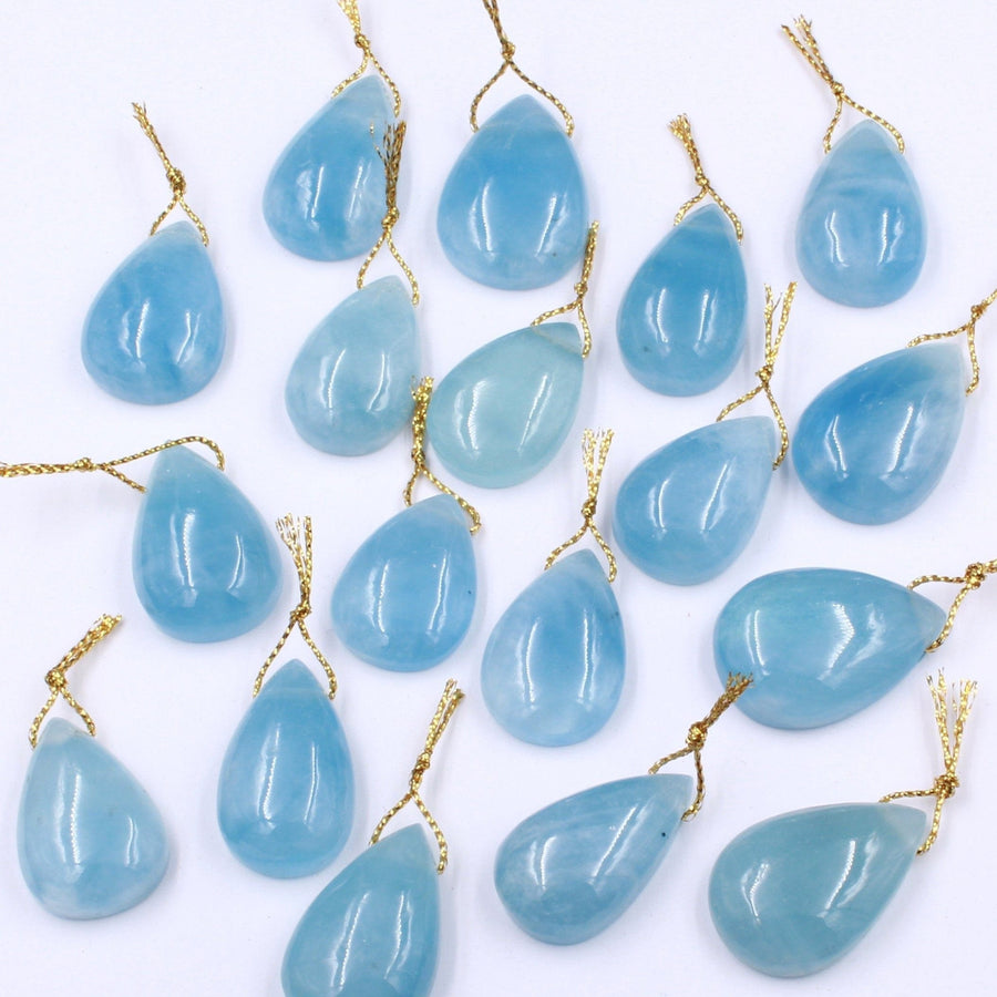 Natural Aquamarine Teardrop Pendant Side Drilled Real Genuine Blue Aquamarine Gemstone Focal Bead