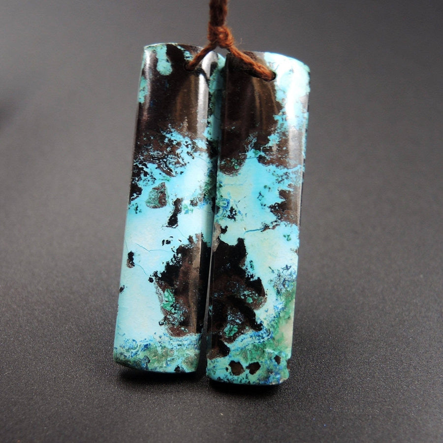 Natural Shattuckite Earring Pair Cabochon Cab Pair Drilled Matched Earrings Bead Pair Natural Stone E1028
