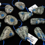 Rare K2 Top Drilled Pendant Natural Blue Azurite in Quartz Granite Real Genuine K2 Pendants from Pakistan Afghanistan