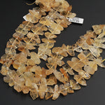 Natural Rough Raw Yellow Citrine Beads Nuggets Freeform Center Drilled Nuggets Hammered Spike Stick Nugget 16" Strand