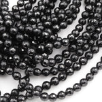 Black Tourmaline Beads Faceted 8mm Round Beads High Quality Real Genuine Natural Black Tourmaline Gemstone 16" Strand