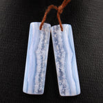 Drilled Natural Blue Lace Agate Earring Pair Gemstone Earring Cabochon Cab Pair Long Rectangle Matched Earrings Beads Icy Crystal