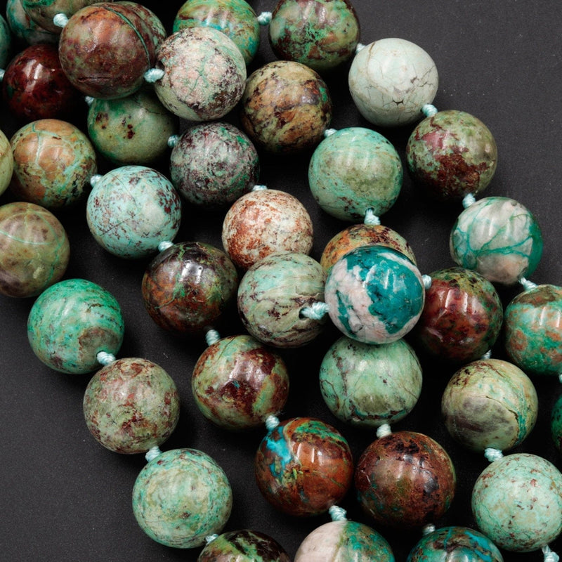 Large Natural Chrysocolla 16mm Round Beads Real Genuine Natural Green Blue Chrysocolla From Arizona 16" Strand