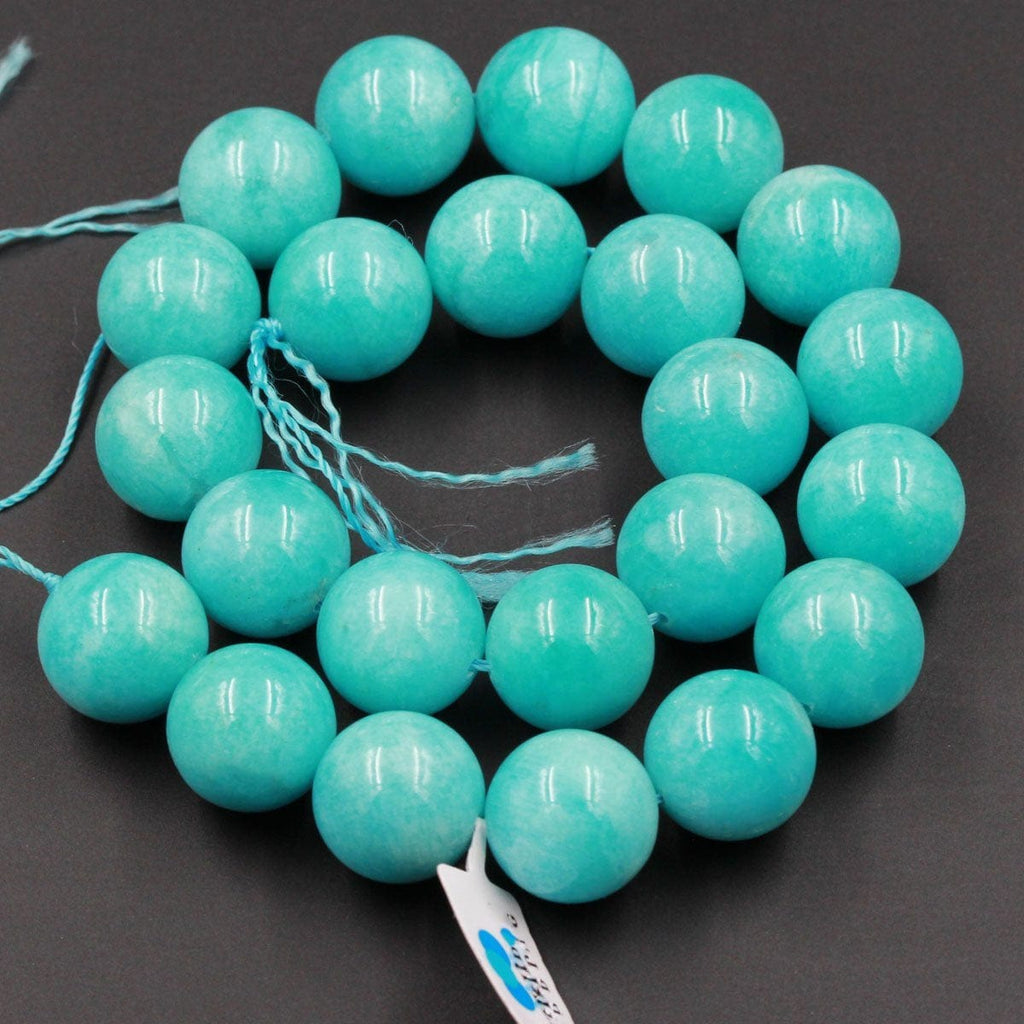 Timeless Natural Peruvian Amazonite 18mm 20mm Round Bead Large Round Turquoise Like Blue Green Gemstone Superior AAA High Quality 16" Strand