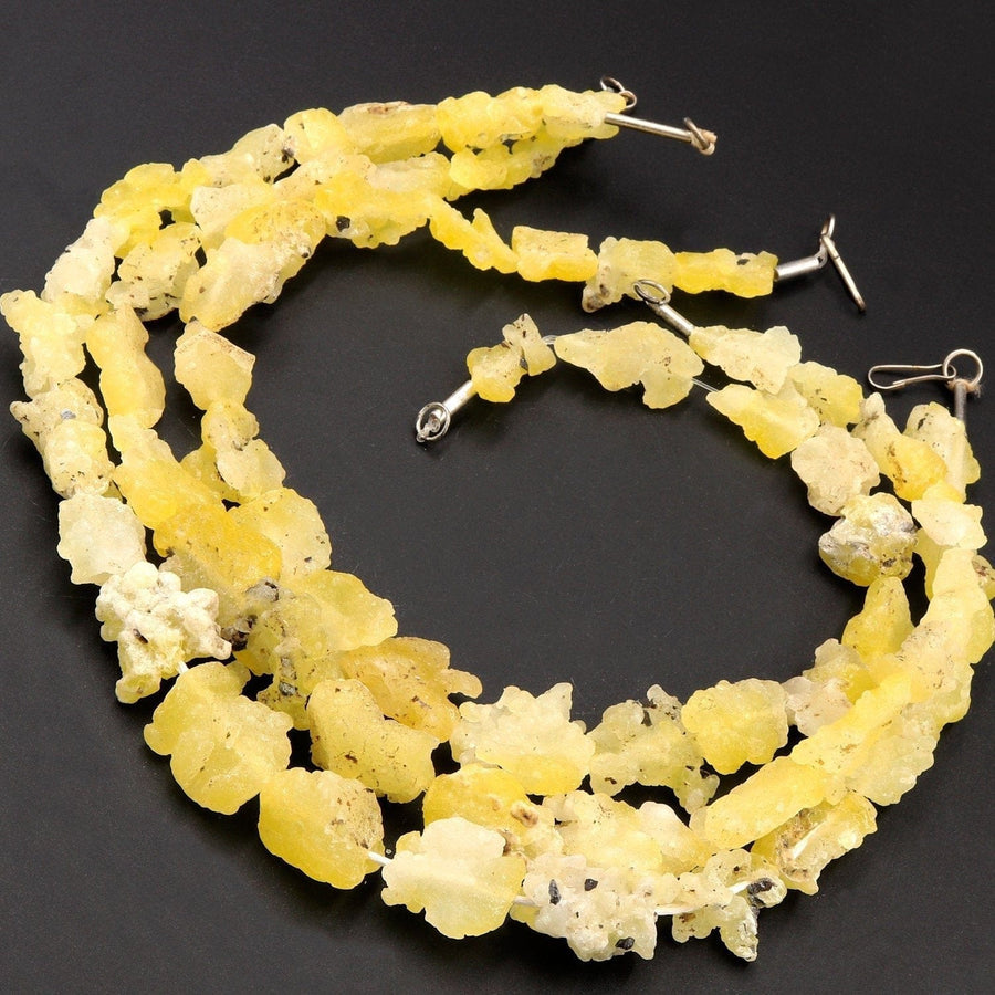 Raw Rough Natural Brucite Beads Bright Yellow Druzy Drusy Freeform Drilled Gemstone Designer Beads 16" Strand