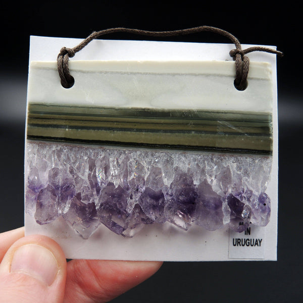 Large Natural Amethyst Stalactite Pendant Natural Purple Slice Pendant Drilled 2 Hole Pendant P319