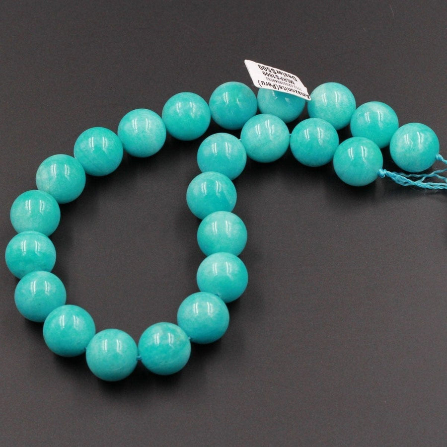 Timeless Natural Peruvian Amazonite 18mm 20mm Round Bead Large Round Turquoise Like Blue Green Gemstone Superior AAA High Quality 16" Strand