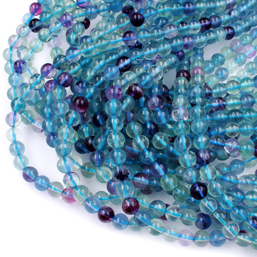 AAA Grade Natural Fluorite 6mm Round Beads Superior Quality Natural Purple Green Blue Gemstone Beads 16" Strand