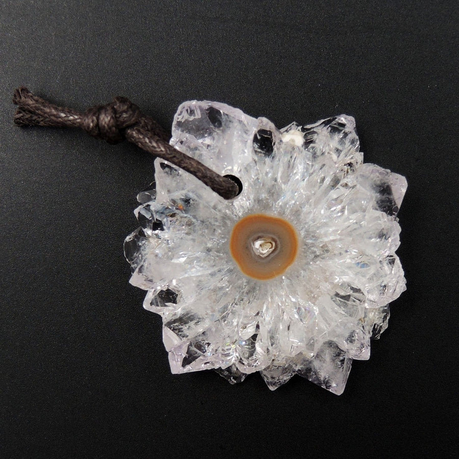 Amethyst Stalactite Flower Pendant Drilled Stalactite Slice Freeform Irregular Natural Stone Pendant P1619