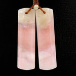 Natural Peruvian Pink Opal Earring Pair Rectangle Gemstone Cabochon Cab Pair Drilled Matched Earrings