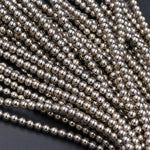 Titanium Pyrite 2mm 3mm 4mm 6mm 8mm Round Beads Plain Round High Quality Sparkling Pyrite Natural Gemstone Beads 16" Strand