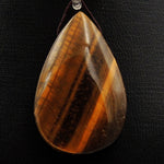 Large Natural Golden Brown Tiger Eye Teardrop Pendant Top Side Drilled Focal Gemstone Bead