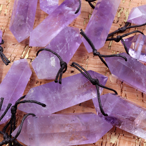 Drilled Natural Amethyst Pendant Double Terminated Pointed High Quality Natural Purple Gemstone Bead