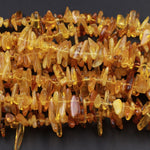Natural Baltic Amber Beads Golden Yellow Amber Freeform Nugget Long Chip Real Genuine Baltic Amber Irregular size Polished 16" Strand
