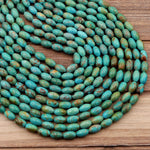 Natural Turquoise Beads 10x6mm Rice Barrel Drum Oval Beads Real Genuine natural Blue Green Brown Turquoise Gemstone 16" Strand