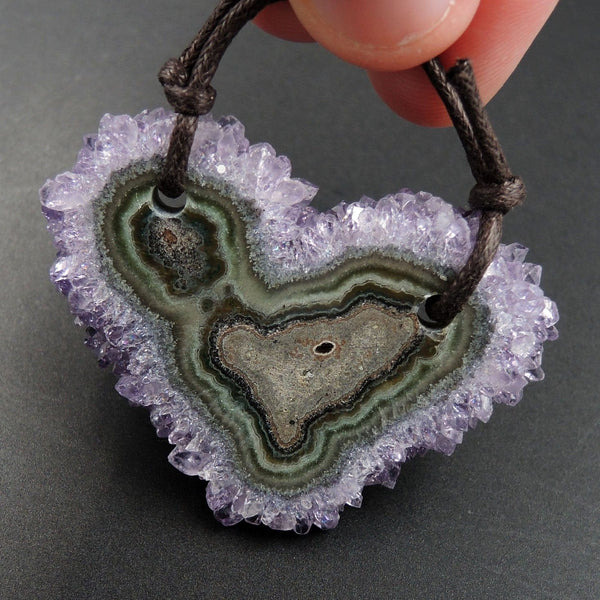 Amethyst Stalactite Flower Pendant Drilled Stalactite Slice Freeform Irregular Natural Stone Pendant P1630