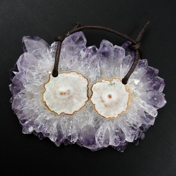 Amethyst Stalactite Flower Pendant Drilled Stalactite Slice Freeform Irregular Natural Stone Pendant P1626