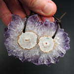Amethyst Stalactite Flower Pendant Drilled Stalactite Slice Freeform Irregular Natural Stone Pendant P1626