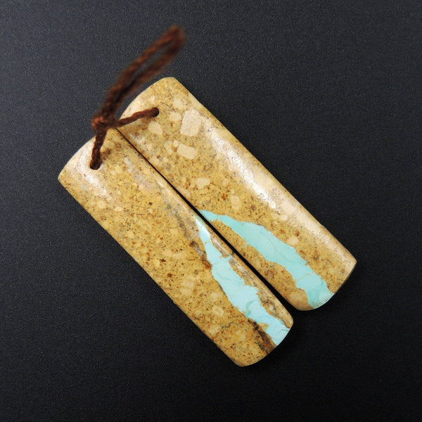 Natural Turquoise From Royston Nevada Cabochon Cab Pair Drilled Matched Earrings Bead Pair E2049