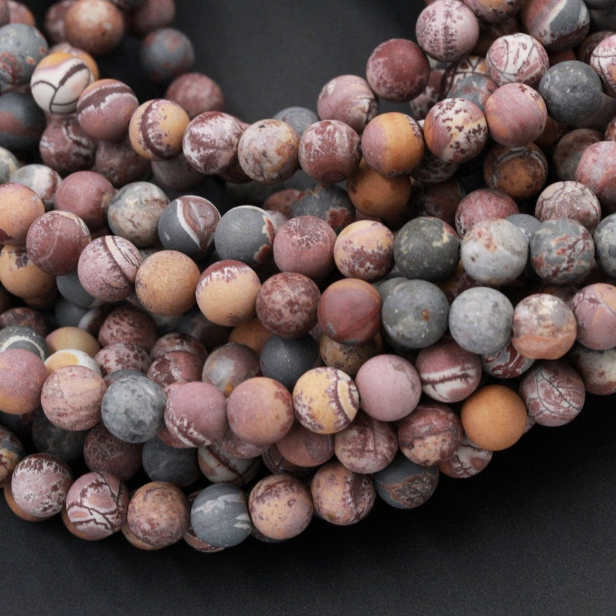 Matte Sonora Dendritic Rhyolite 6mm Round Beads 8mm Round Beads Matte High Quality Rare Jasper 16" Strand