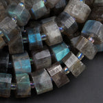 AAA Faceted Labradorite Rondelle Beads Flashy Natural Rainbow Fire Faceted 10mm x 6mm Wheel Cylinder Rondelle Beads 16" Strand