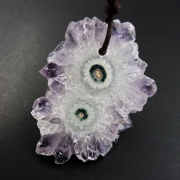 Amethyst Stalactite Flower Pendant Drilled Stalactite Slice Freeform Irregular Natural Stone Pendant P1620