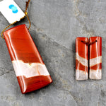 Matching Set Gemstone Earring Pair with Pendant Red River Jasper Trapezoid Pendant Rectangle Earring