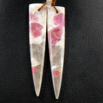 Natural Pink Tourmaline in Quartz Earring Pair Creative Modern Dagger Long Triangle Cabochon Cab Pair Drilled Matched Earring Pair