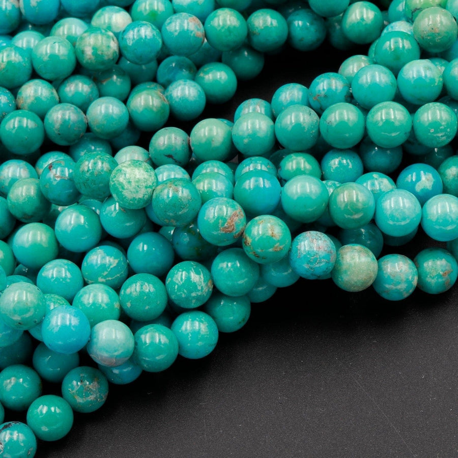 Natural Blue Green Turquoise 7mm 8mm Round Beads Real Genuine Turquoise Gemstone 16" Strand