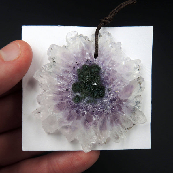 Natural Amethyst Stalactite Flower Pendant Cabochon Cab Drilled Pendant P178