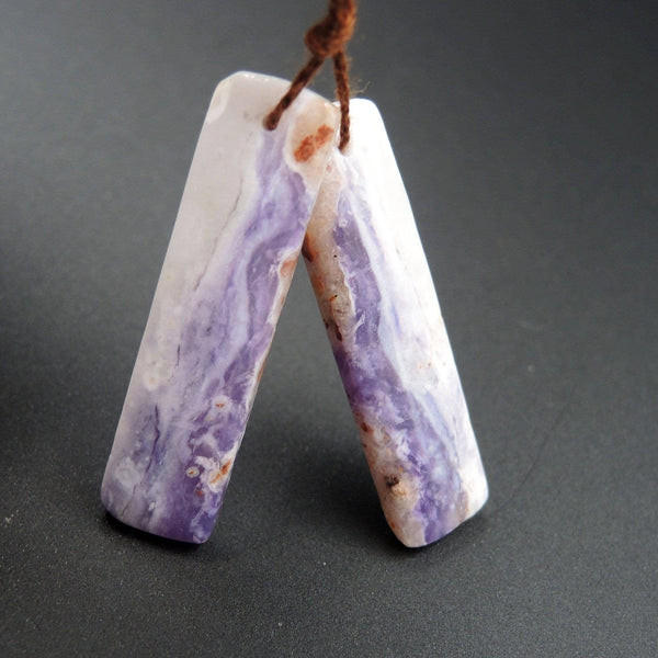 Natural Purple Opal Earring Pair Rectangle Cabochon Cab Pair Drilled Matched Earrings Bead Pair Stone E355