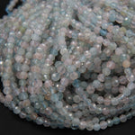 Micro Faceted Tiny Natural Pastel Pink Blue Beryl Round Beads 4mm Faceted Round Beads Laser Diamond Cut Gemstone 16" Strand