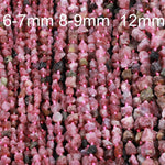 Rough Raw Natural Pink Tourmline Beads 6mm 8mm Freeform Nugget Multicolor Pink Green Tourmaline Nuggets Organic Cut Nuggets Beads 16" Strand