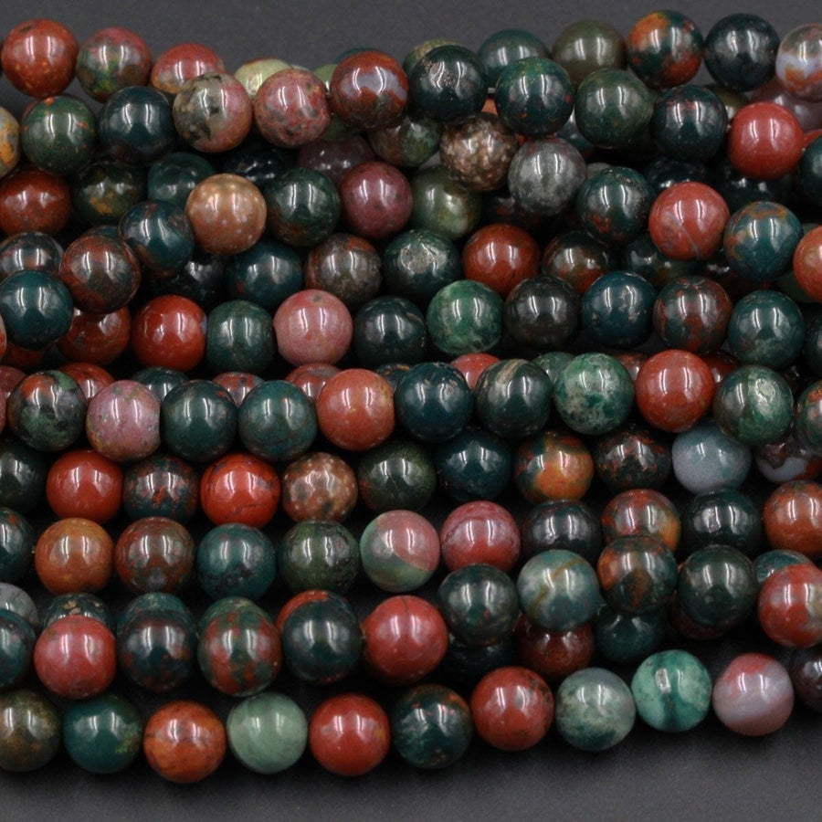 Natural Bloodstone 8mm Round Beads Smooth Plain Polished Round Beads 16" Strand