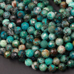 Natural Green Chrysocolla Beads 6mm Faceted Round Beads Micro Faceted Small Beads Laser Diamond Cut Gemstone 16" Strand