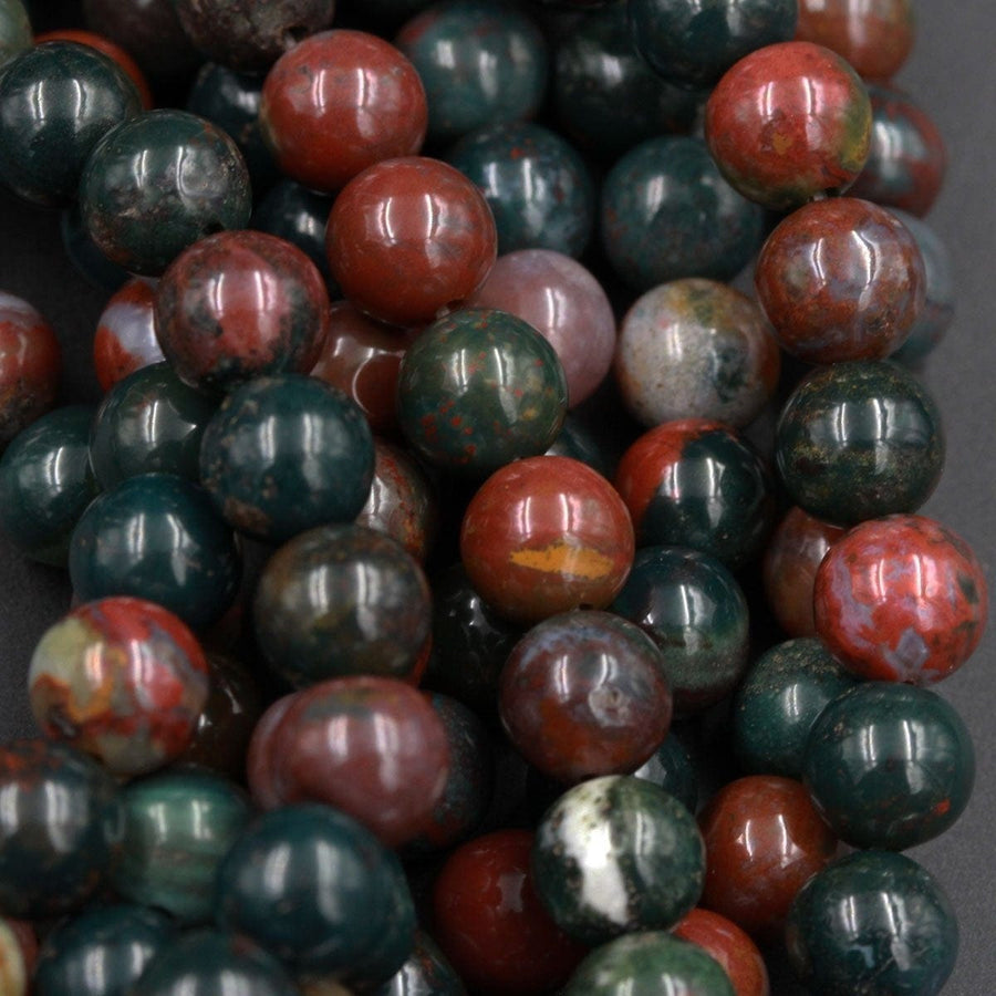 Natural Bloodstone 8mm Round Beads Smooth Plain Polished Round Beads 16" Strand