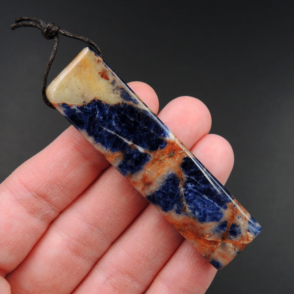Orange Sodalite Pendant Drilled Rectangle Natural Stone Statement Pendant P1549