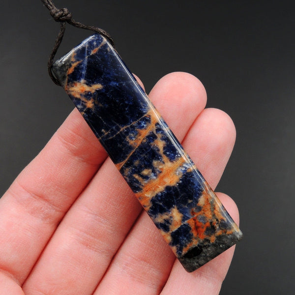 Orange Sodalite Pendant Drilled Rectangle Natural Stone Statement Pendant P1547